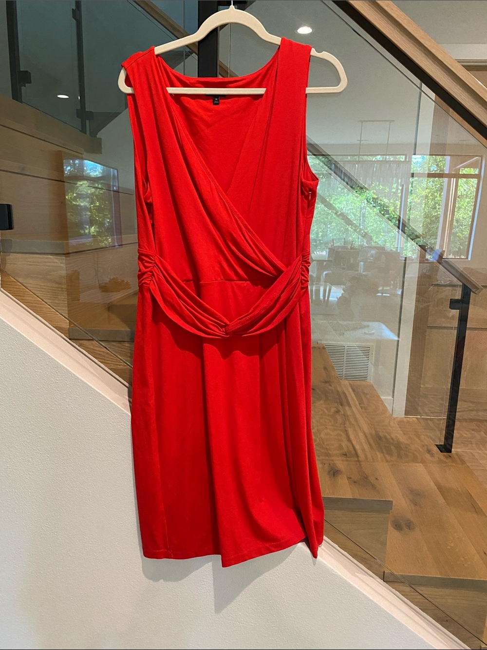 Talbots Red Sleeveless Draped Midi Dress